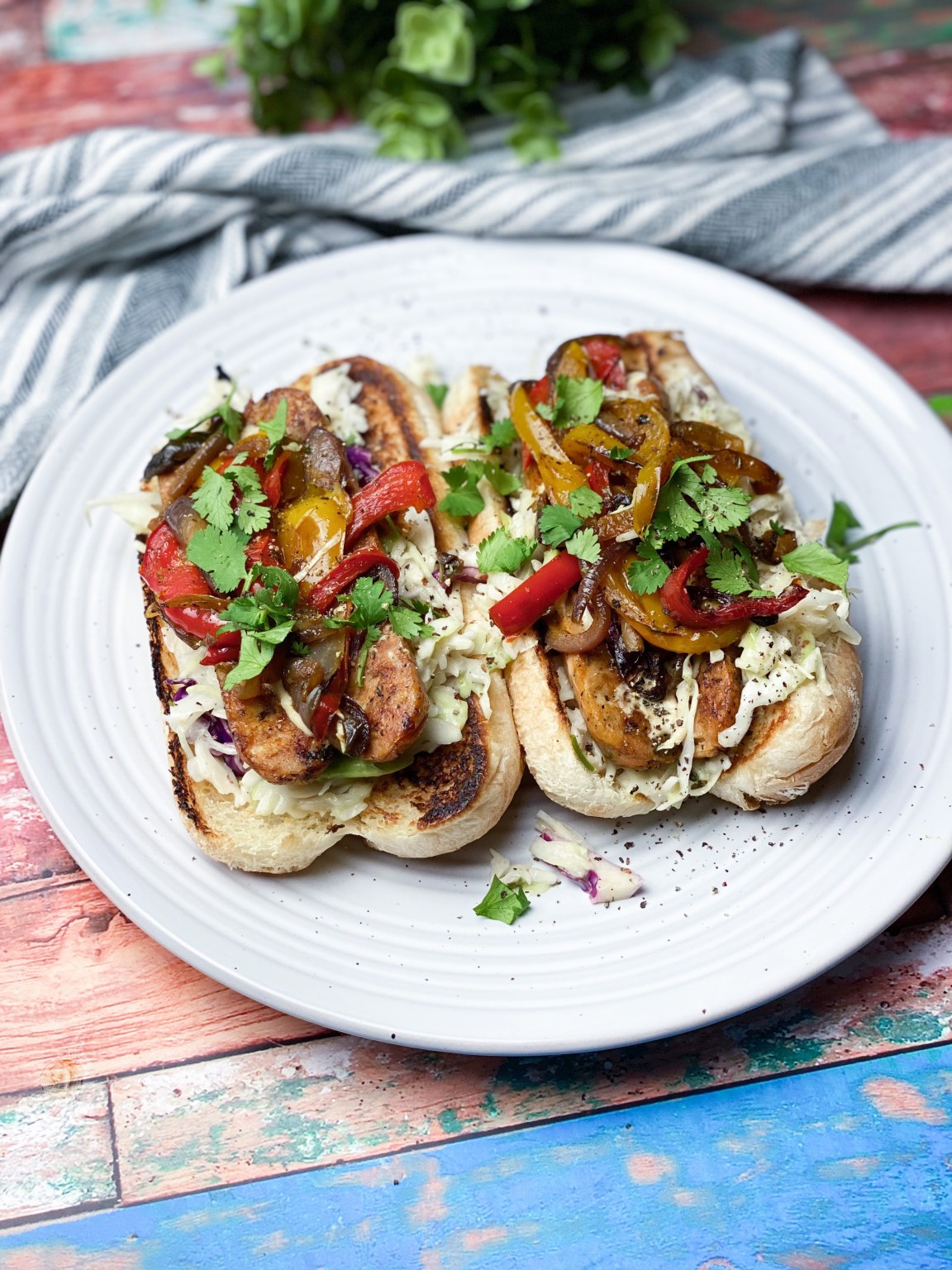 Sweet Italian Chicken Sausage Hotdogs With Honey Mustard Coleslaw
