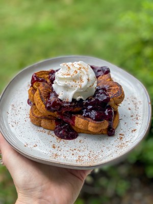 Pumpkin French Toast With Blueberry Sauce