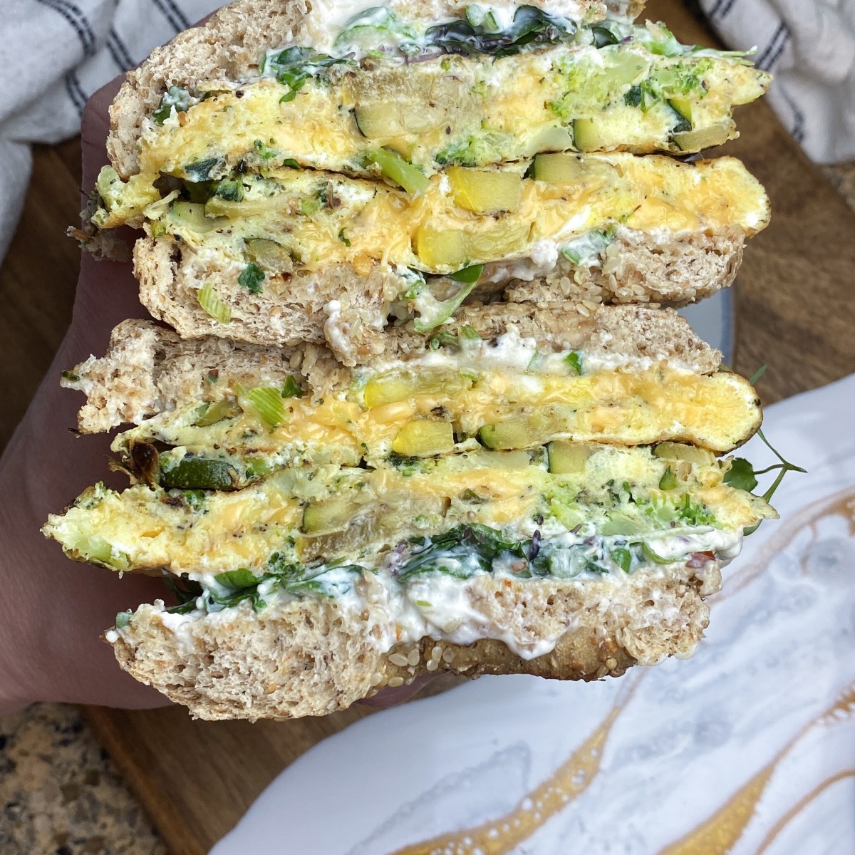 Veggie Breakfast Sandwich with Garlic Yogurt Sauce and Greens - Chef ...