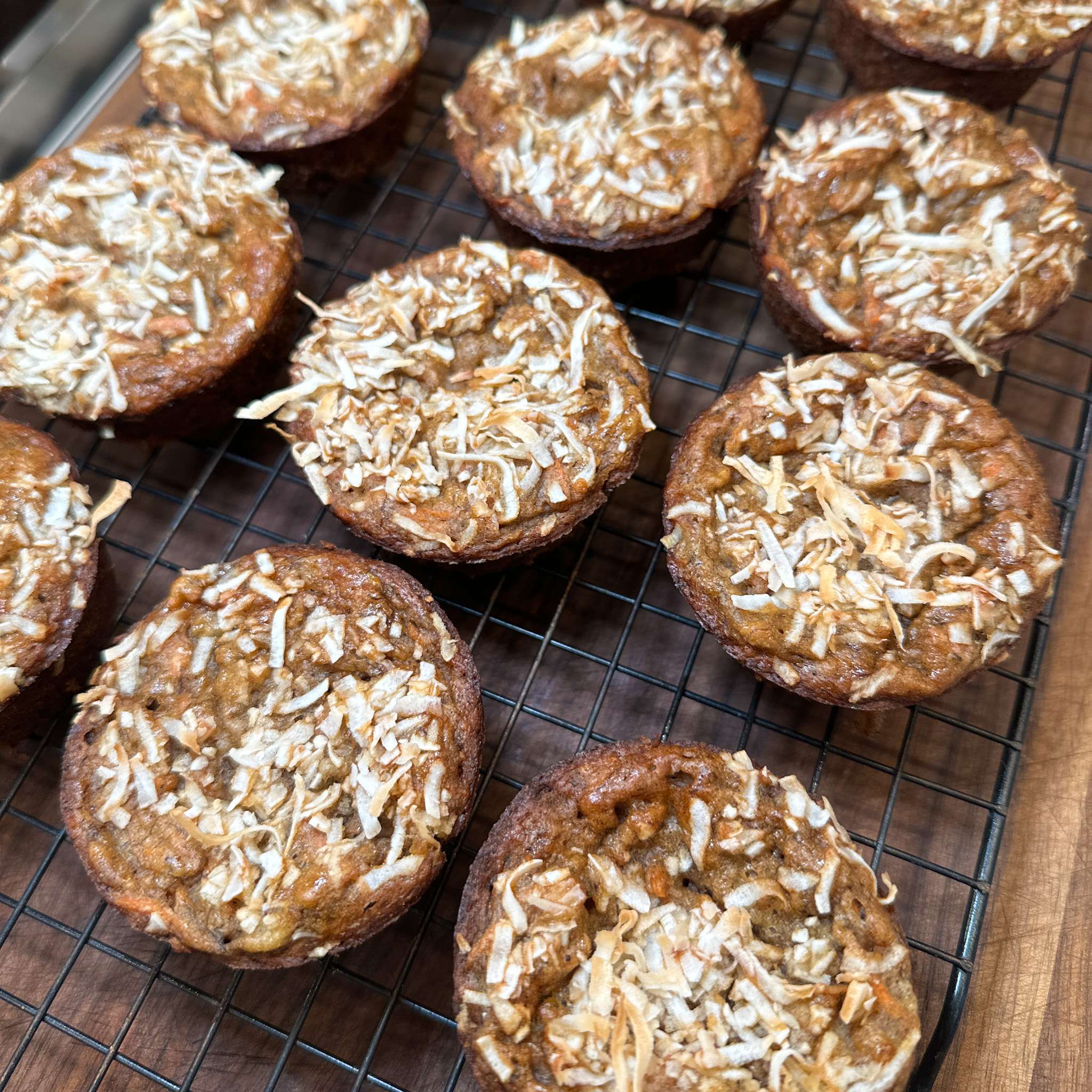 Carrot Banana Muffins with Toasted Coconut