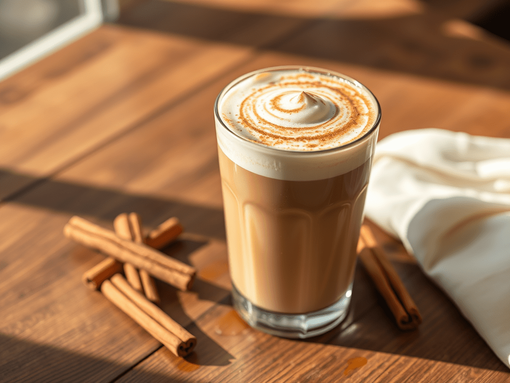 Honey Vanilla Iced Latte with Brown Sugar Cinnamon Cold Foam