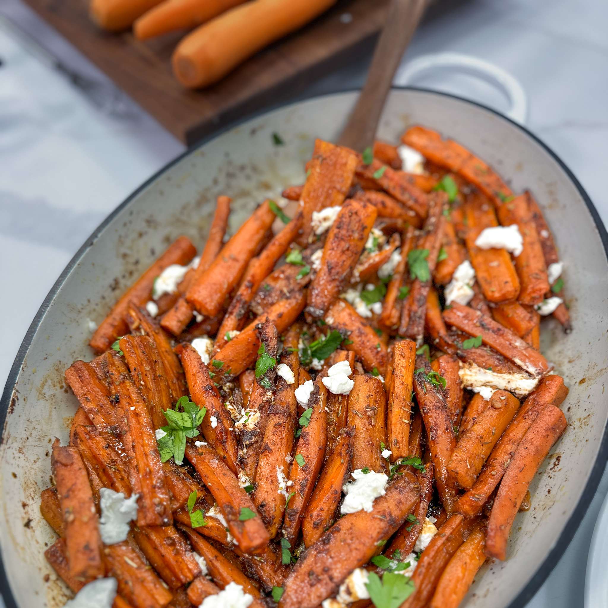 Honey Balsamic Roasted Carrots with Goat Cheese