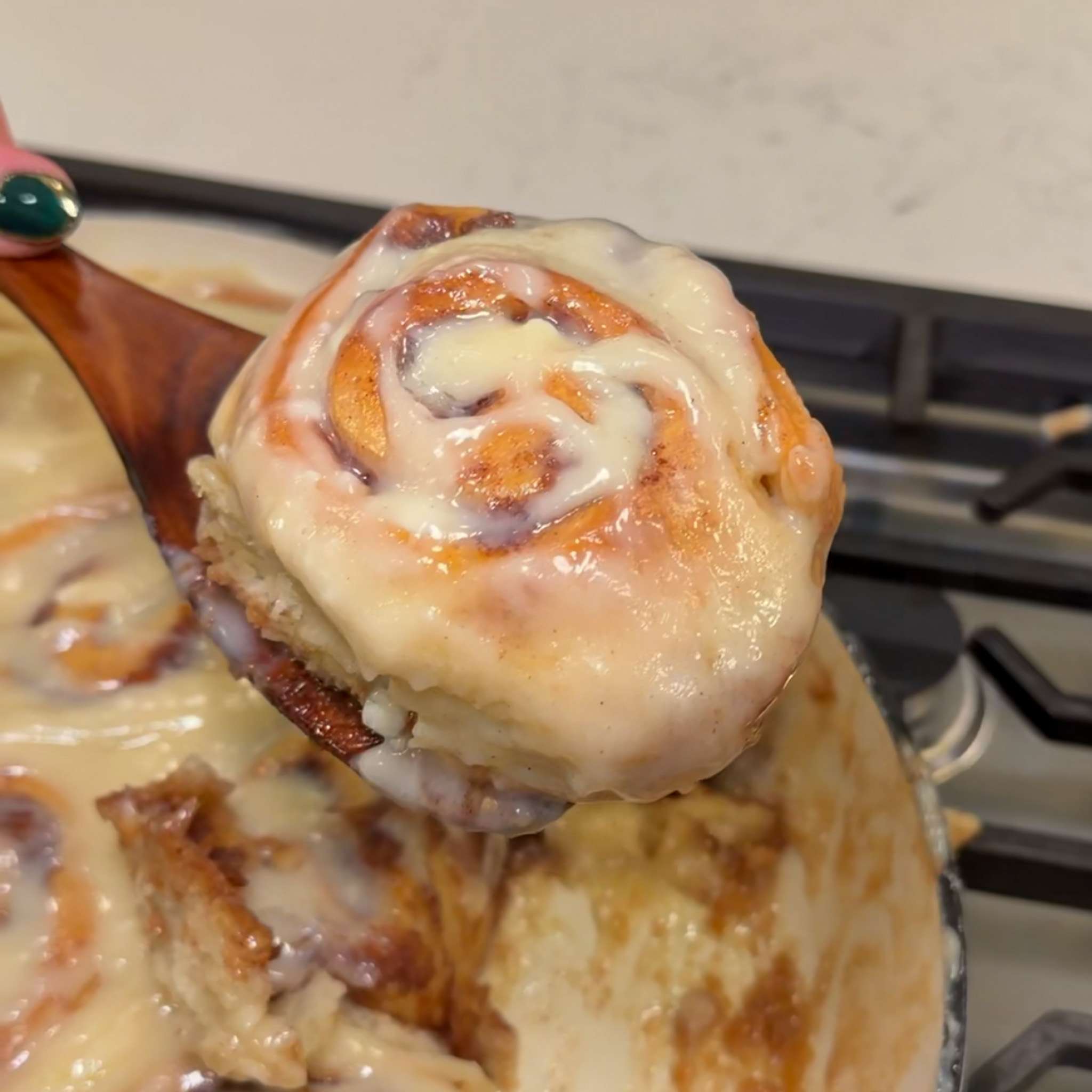 Ooey Gooey Apple Cinnamon Buns with Vanilla Bean Cream Cheese Frosting