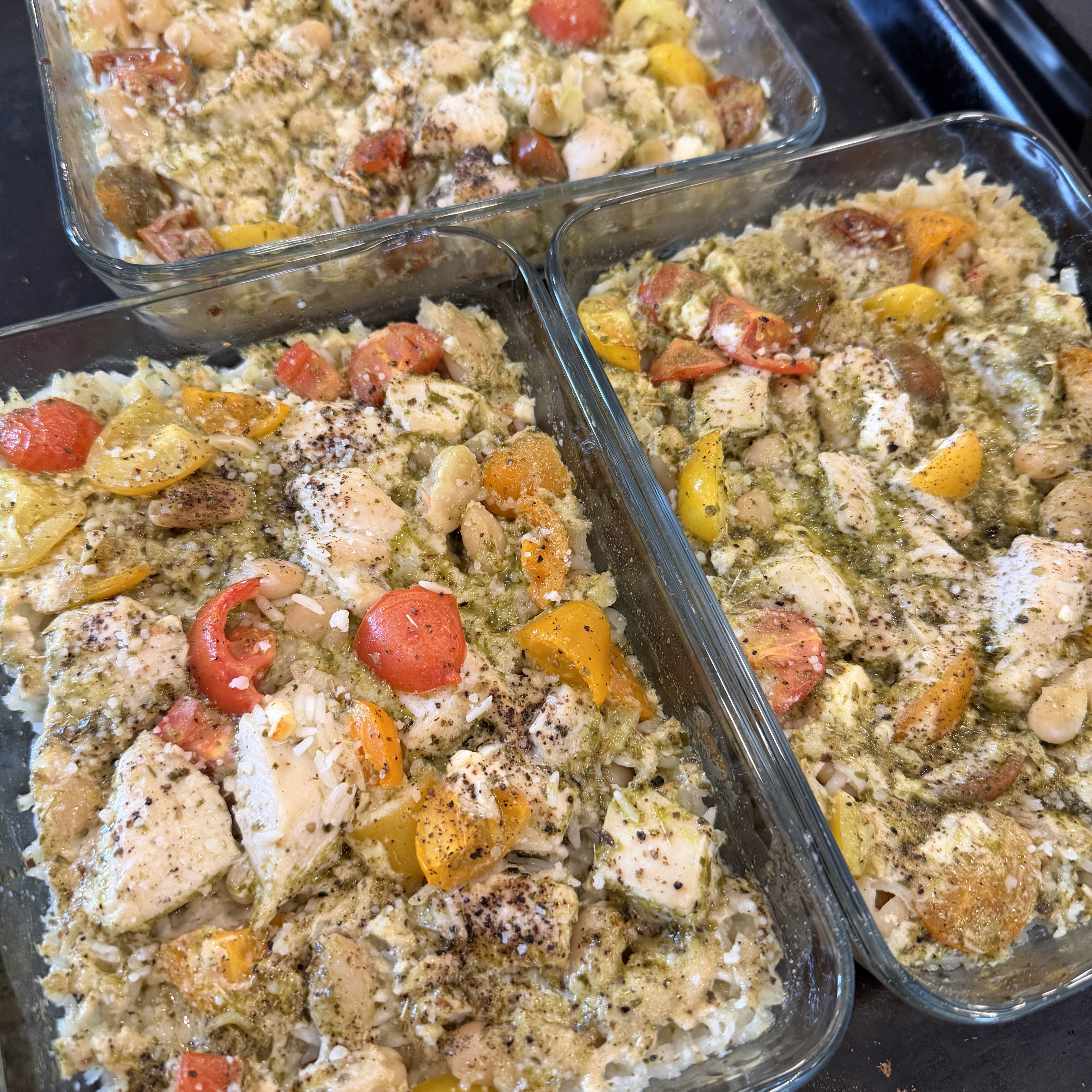 One Dish Pesto Chicken & Rice Bake