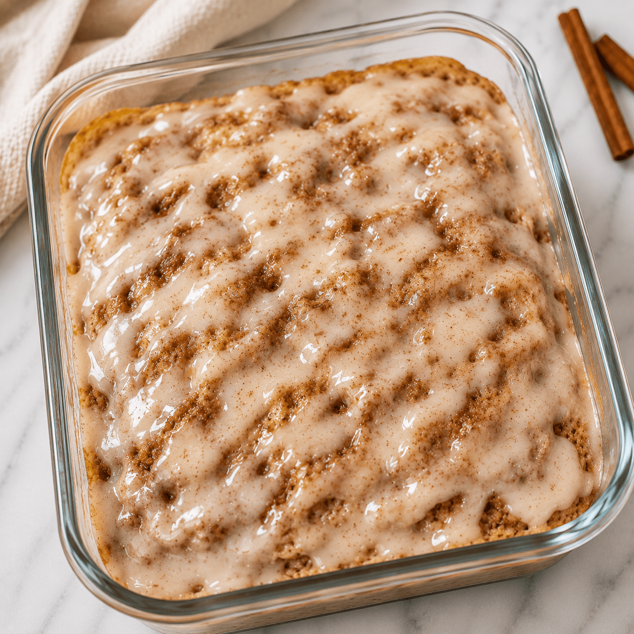 Cinnamon Bun Protein Cake Bake